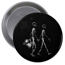 X-RAY VISION SKELETON COUPLE TRAVELING B&W PINBACK BUTTONS