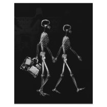 X-RAY VISION SKELETON COUPLE TRAVELING B&W FLYERS