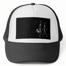 X-RAY VISION SKELETON COUPLE TRAVELING B&W MESH HATS
