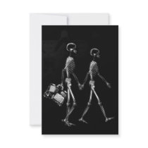 X-RAY VISION SKELETON COUPLE TRAVELING B&W CUSTOM INVITATIONS