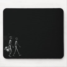 X-RAY VISION SKELETON COUPLE TRAVELING B&W MOUSEPADS