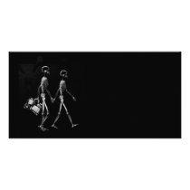 X-RAY VISION SKELETON COUPLE TRAVELING B&W PHOTO CARD TEMPLATE