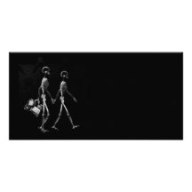 X-RAY VISION SKELETON COUPLE TRAVELING B&W PHOTO CARD TEMPLATE