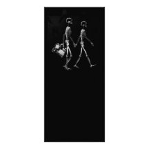 X-RAY VISION SKELETON COUPLE TRAVELING B&W RACK CARD DESIGN