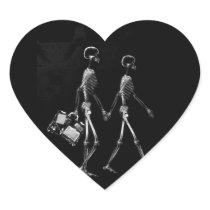X-RAY VISION SKELETON COUPLE TRAVELING B&W STICKER