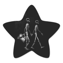X-RAY VISION SKELETON COUPLE TRAVELING B&W STAR STICKERS
