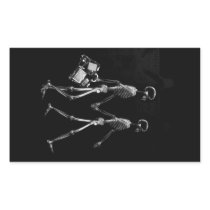 X-RAY VISION SKELETON COUPLE TRAVELING B&W RECTANGLE STICKER