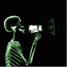 X-RAY VISION SKELETON ON MEGAPHONE - GREEN PHOTO CUTOUTS