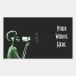 X-RAY VISION SKELETON ON MEGAPHONE - GREEN RECTANGLE STICKER