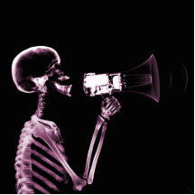 X-RAY VISION SKELETON ON MEGAPHONE -PINK CUT OUTS
