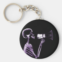 X-RAY VISION SKELETON ON MEGAPHONE - PURPLE KEY CHAIN