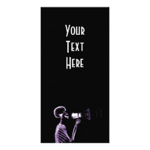 X-RAY VISION SKELETON ON MEGAPHONE - PURPLE CUSTOMIZED PHOTO CARD