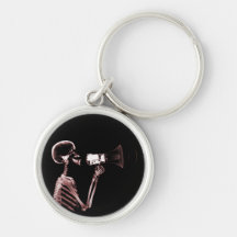 X-RAY VISION SKELETON ON MEGAPHONE - RED KEYCHAINS
