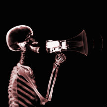 X-RAY VISION SKELETON ON MEGAPHONE - RED ACRYLIC CUT OUT