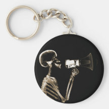 X-RAY VISION SKELETON ON MEGAPHONE - SEPIA KEYCHAINS