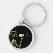 X-RAY VISION SKELETON ON MEGAPHONE - YELLOW KEY CHAINS