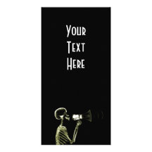 X-RAY VISION SKELETON ON MEGAPHONE - YELLOW PERSONALIZED PHOTO CARD