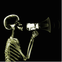 X-RAY VISION SKELETON ON MEGAPHONE - YELLOW PHOTO CUTOUTS