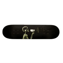 X-RAY VISION SKELETON ON MEGAPHONE - YELLOW SKATE BOARD DECKS