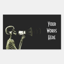 X-RAY VISION SKELETON ON MEGAPHONE - YELLOW RECTANGLE STICKER