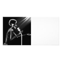X-RAY VISION SKELETON SINGING ON RETRO MIC - B&W PICTURE CARD