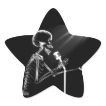 X-RAY VISION SKELETON SINGING ON RETRO MIC - B&W
