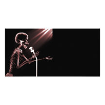 X-RAY VISION SKELETON SINGING ON RETRO MIC - RED PICTURE CARD
