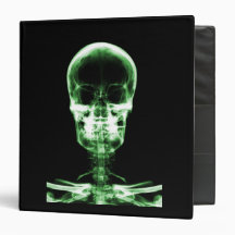 X-RAY VISION SKELETON SKULL - GREEN 3 RING BINDERS