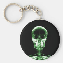 X-RAY VISION SKELETON SKULL - GREEN KEY CHAINS