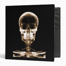X-RAY VISION SKELETON SKULL - ORANGE 3 RING BINDER