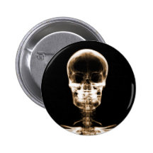 X-RAY VISION SKELETON SKULL - ORANGE PINBACK BUTTONS