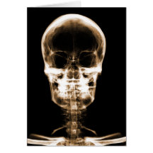 X-RAY VISION SKELETON SKULL - ORANGE GREETING CARD