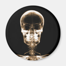 X-RAY VISION SKELETON SKULL - ORANGE REFRIGERATOR MAGNETS