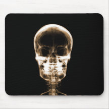 X-RAY VISION SKELETON SKULL - ORANGE MOUSE PAD