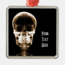 X-RAY VISION SKELETON SKULL - ORANGE CHRISTMAS ORNAMENTS