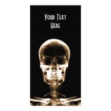 X-RAY VISION SKELETON SKULL - ORANGE PHOTO GREETING CARD