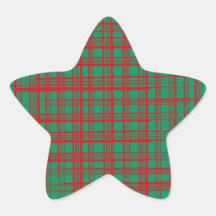 Xmas Brish Checks green Star Sticker