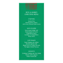 Xmas Brush Checks green Dinner Menu Personalized Announcements