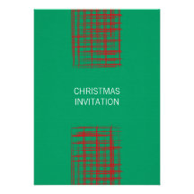 Xmas Brush Checks green  Invitation