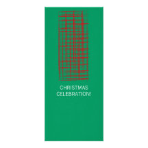 Xmas Brush Checks green  Long Invitation