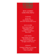 Xmas Brush Checks red Dinner Menu Invitation