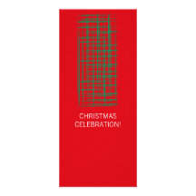 Xmas Brush Checks red  Long Invitation