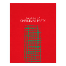 Xmas Brush Checks red Small Invitation