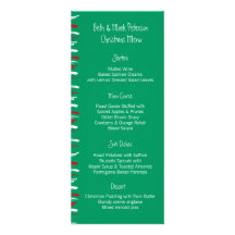 Xmas Brush Stripes green Dinner Menu Custom Announcements