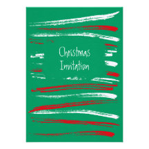 Xmas Brush Stripes green Invitation