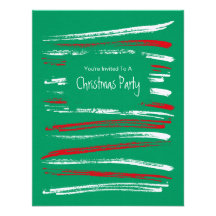 Xmas Brush Stripes green  Small Invitation