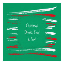 Xmas Brush Stripes green Square Invitation