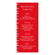 Xmas Brush Stripes red Dinner Menu Announcements