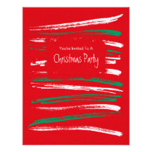 Xmas Brush Stripes red  Small Invitation
