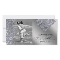 Xmas Damask Photocard Save the Date Sparkle Personalized Photo Card